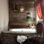Fliesen & Farben : Kleines Bad Renovieren Modernes Badezimmer Mit Granit Waschtischplatte Freistehender Badewanne Dusche Kerzen Blumen Fliesen In Holzoptik Im Bad