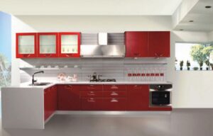 Küchen Design : L Küche Planen Charming Red Kitchen Cabinet Tone Trims Modern Minimalist Open Interior L-Küche Planen