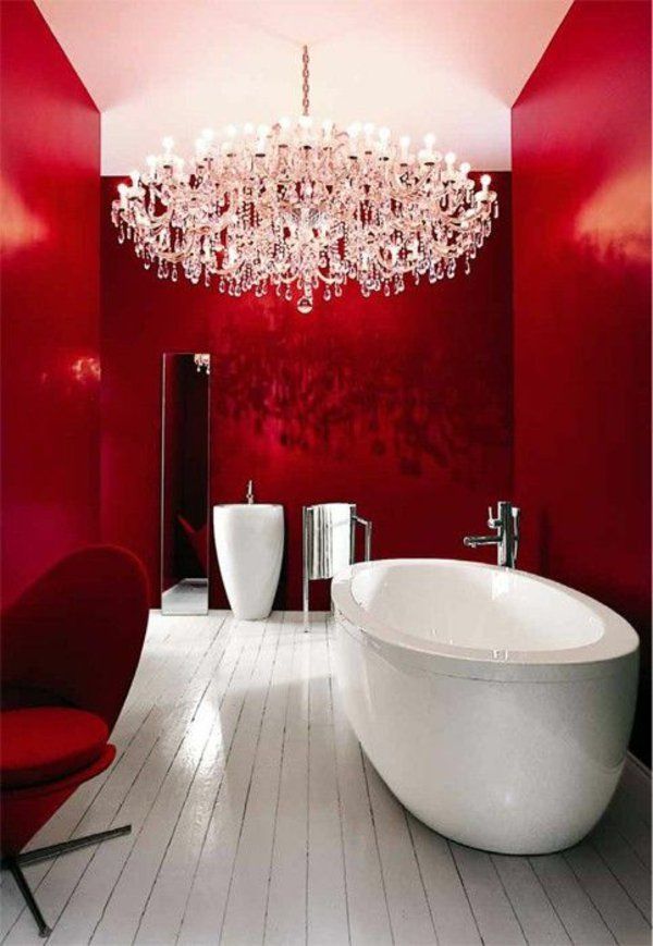 Moderne Bäder : Moderne Bäder Ideen Luxus Cristalche Palleten Kliesen Badezimmer Rot Wand Weib Badwanne Idee Badezimmer Gestaltung Moderne Idee 10 Moderne Bäder Ideen