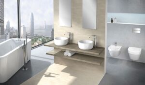 Ratgeber : Bad Oder Kuche Zuerst Renovieren Badezimmer Doppelaufsatzwaschtisch Holzablage Wandhaengendes Wc Bidet Panoramafenster Bad Oder Küche Zuerst Renovieren?