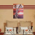 Badezimmer Style : Badezimmer 4 Qm Einrichten Schlafzimmer Beige Wandfarbe Rotbraune Querstreifen Giraffenbild Holzbett Kleines Badezimmer Mit Dusche Modern Gestalten Badezimmer Style : Badezimmer 4 Qm Einrichten Schlafzimmer Beige Wandfarbe Rotbraune Querstreifen Giraffenbild Holzbett Kleines Badezimmer Mit Dusche Modern Gestalten