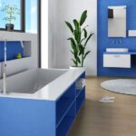 Moderne Küchen : Badsanierung Munchen Badezimmer Blaue Akzentwand Badewanne Mit Regalen Weisse Waschtischplatte Bananenpflanze Küche Mit Theke Planen Moderne Küchen : Badsanierung Munchen Badezimmer Blaue Akzentwand Badewanne Mit Regalen Weisse Waschtischplatte Bananenpflanze Küche Mit Theke Planen