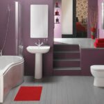 Badezimmer Style : Bodenebene Dusche Nachrusten Badezimmer Flieder Wandfarbe Eckbadewanne Podest Stufen Roter Teppich Badezimmer Dekorieren