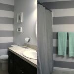 Moderne Küchen : Bodenebene Dusche Nachrusten Badezimmer Graue Querstreifen Wandfarbe Gruene Handtuecher Waschtisch Dunkler Unterschrank Küche Mit Theke Planen