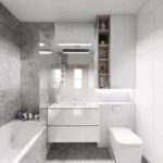 Moderne Küchen : Fliesen In Holzoptik Im Bad Kleines Badezimmer Graue Steinoptik Fliesen Weisser Waschtisch Wandregal Holzdekor Küche Mit Kochinsel Planen