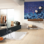 Badezimmer Style : Fliesen Uberkleben Im Bad Badezimmer Unterwasser Fotofliesen Wandbild Einbaubadewanne Beigefarbene Bodenfliesen Badspiegel Mit Beleuchtung