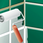 Badezimmer Style : Fliesen Uberkleben Im Bad Illustration Fliesenlackierung Farbroller Gruene Wandfliesen Abdeckfolie Kleines Badezimmer Mit Dusche Modern Gestalten Badezimmer Style : Fliesen Uberkleben Im Bad Illustration Fliesenlackierung Farbroller Gruene Wandfliesen Abdeckfolie Kleines Badezimmer Mit Dusche Modern Gestalten