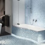 Moderne Küchen : Graue Fliesen Im Bad Kombinieren Badezimmer Blaue Mosaikfliesen Badewanne Led Bodenbeleuchtung Standwaschbecken Küche Ohne Oberschränke