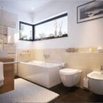 Badezimmer Style : Handtuchheizkorper Oder Fussbodenheizung Modernes Badezimmer Badewanne Handtuchheizkoerper Eckfenster Beige Fliesen Handtuchheizkörper Oder Fußbodenheizung Im Bad?