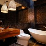 Badezimmer Style : Kleines Gaste Wc Modern Gestalten Dunkles Badezimmer Mit Mosaikfliesen Und Freistehender Badewanne Kleines Gäste-WC Modern Gestalten Badezimmer Style : Kleines Gaste Wc Modern Gestalten Dunkles Badezimmer Mit Mosaikfliesen Und Freistehender Badewanne Kleines Gäste-WC Modern Gestalten