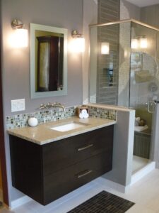 Badezimmer Style : Kleines Gaste Wc Modern Gestalten Schwebender Waschtisch Mit Glasmosaik Und Wandarmatur Kleines Gäste-WC Modern Gestalten Badezimmer Style : Kleines Gaste Wc Modern Gestalten Schwebender Waschtisch Mit Glasmosaik Und Wandarmatur Kleines Gäste-WC Modern Gestalten