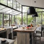 Moderne Küchen : Kuche Mit Kochinsel Planen Gewaechshauskueche Mit Glasfassade Und Holzinsel Küche Mit Kochinsel Planen