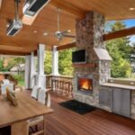Moderne Küchen : Kuche Mit Kochinsel Planen Ueberdachte Aussenkueche Mit Steinkamin Und Holzterrasse Küche Mit Kochinsel Planen