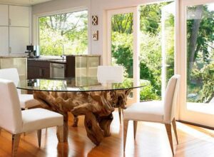 Moderne Küchen : Kuche Mit Theke Planen Esszimmer Mit Glastisch Und Wurzelholzfuss Küche Mit Theke Planen