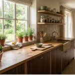 Moderne Küchen : Kuche Ohne Oberschranke Landhauskueche Mit Fensterbank Kraeutern Und Steinspuele Küche Ohne Oberschränke