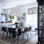 Wohnzimmer Ideen : Kuchen Ideen Skandinavisches Esszimmer Mit Streifenteppich Und Schwarzer Vitrine Moderne Wohnzimmer Deko Ideen