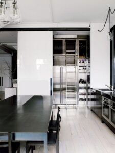Küchenfronten : Kuechenboden Fliesen Ideen Industrielle Kueche Mit Edelstahl Kuehlschrank Und Heller Holzdiele Kuchenfronten Streichen Küchenfronten: Kuechenboden Fliesen Ideen Industrielle Kueche Mit Edelstahl Kuehlschrank Und Heller Holzdiele Kuchenfronten Streichen