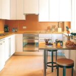 Moderne Küchen : Kuechenfronten Erneuern Kosten Varianten Und Spartipps Weisse Kueche Mit Orangen Fliesenrueckwand Und Fruehstueckstisch Küche Mit Kochinsel Planen