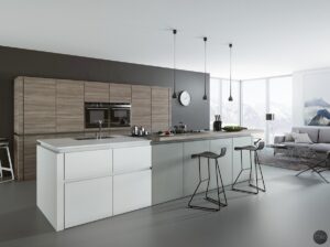 Badezimmer Style: Kuechenfronten Nach Mass Bestellen Moderne Kueche Mit Holzfronten Und Weisser Kuecheninsel Badezimmer Ohne Fliesen
