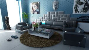 Moderne Küchen: Moderne Wohnzimmer Deko Ideen Blaues Wohnzimmer Sechseck Tapete Ledersofa Runder Zotteleppich Küchenarbeitsplatte Vergleich