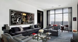 Wohnzimmer Ideen : Moderne Wohnzimmer Deko Ideen Modernes Penthouse Wohnzimmer Graues Sofa Stadtblick Kunstwerk Moderne Wohnzimmer Deko Ideen