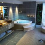 Badezimmer Style : Platzsparende Badewanne Eckbadewanne Glasschalen Doppelwaschtisch Kerzen Badezimmer Platzsparende Badewanne Für Kleine Bäder