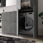 Badezimmer Style : Waschmaschine Im Kleinen Bad Unterbringen Grauer Schrank Waschmaschine Ecknische Waschmaschine Im Kleinen Bad Unterbringen
